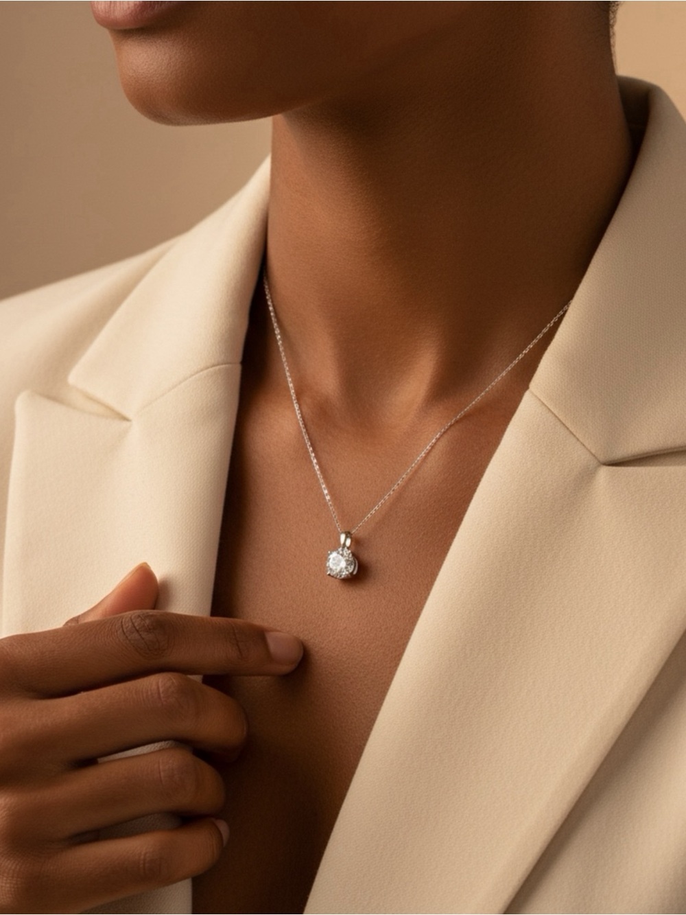 Certified 2 Ct Moissanite Pendant with Sterling Silver  .925 chain
